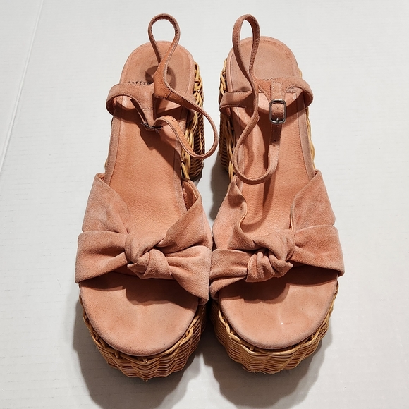 Jeffrey Campbell Tea Party Blush Suede Wicker Platform Sandals - Picture 5 of 11